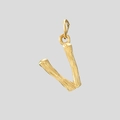 Pendentif lettre V style bambou en acier inoxydable plaqué or pour création de bijoux - Or-V