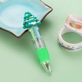 Penna a sfera multicolore natalizia con decorazione ad albero verde e fusto trasparente - Serie di Natale 10-Albero di Natale