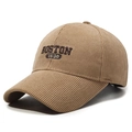 Casquette de baseball en velours côtelé marron clair avec broderie Boston tendance - Kaki / Réglable