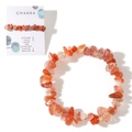 Bracciale elastico con pietre di corniola arancione irregolari e carta display chakra - Rosso Arancio-Con Carta