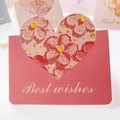 Biglietto d'auguri 3D a cuore rosa con motivi floreali a olio e scritte Best Wishes - Fiori di ciliegio di marzo