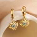 Pendientes de corazón ojo turco bañados en oro 18K con circonitas en soporte - Ojo Turco (44802)