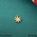 Golden snowflake charm pendant with white cubic zirconia inlay for jewelry making - Rhinestone Snowflake Style (KLJ10434-ZLA)