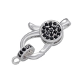 DIY necklace clasp in 18K gold plated copper with black zircon micro-paving in silver finish - Platinum Black Zirconia
