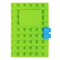 Mini green silicone notebook with building block design and blue clasp fastener - A6 / Dot Step Notebook / Green