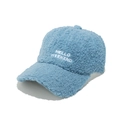 Dettaglio cappello da baseball azzurro in lana di agnello con ricamo bianco Hello Weekend - M (56-58cm) / Blu