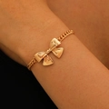 Elegant gold bow charm bracelet with minimalist link chain for women's jewelry set - Gold Bowknot Chain Bracelet (5059)