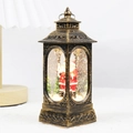 Vintage bronze Christmas lantern with Santa Claus and sparkling glitter snow globe light - Bronze Santa
