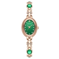 Elegante orologio oro rosa con quadrante ovale verde smeraldo e cinturino a quadrifoglio - Verde