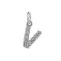 Silver V-letter pendant with micro-pave cubic zirconia and 18k gold plating - Steel-V