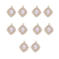 Set di 10 ciondoli dorati con opali multicolori e dettagli in strass per gioielli fai da te - 1# (Ovale Oro Iridescente) / 10 Pz/Sacchetto