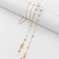 Golden eyewear chain featuring white faux pearls and beads for glasses and masks - 70cm / Pearl And Gold Bead Chain