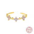 Minimalist S925 sterling silver open ring with purple zircon flower petals in gold finish - Gold Purple Flower