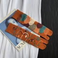 Japanese style orange Tabi socks with abstract patchwork and geometric patterns - 35-41 / Orange Circles