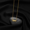 Minimalist golden Libra zodiac pendant necklace displayed on dark silk background - Libra Gold