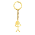 Funny gold stickman keychain with middle finger gesture in polished stainless steel - Dual Middle Finger / Gold