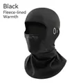 Black fleece thermal balaclava for cycling with breathable mesh and eyewear slots - CTT-079 Double Seam Black (Glasses Style)