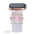 Rose gold MOM heart crown charms set with rhinestones for silicone watch band - MOM Letter Style (5572578809369) / Black Sponge Packaging / No.27 Champagne