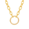 Collana girocollo a catena dorata con grande ciondolo a cerchio stile minimal - Cerchio Grande Catena Grossa / Oro
