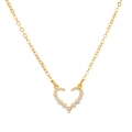 Elegant gold-plated open heart necklace featuring sparkling graduated cubic zirconia stones - Gradient Paved Heart (S68)