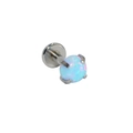 Piercing labret de acero inoxidable con ópalo azul claro en engaste de cuatro garras - Plata Opale Azul Claro