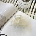 Pearlescent cream acetate hair claw clip with golden Barrette La France lettering - Oval Head Square Claw (Approx 5cm) / White