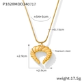 Halskette aus vergoldetem Titanstahl mit Croissant-Horn-Anhänger und 54 cm langer Kette - P1828-Goldene Gedrehte Seilring Halskette