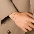 Pulsera de doble capa de cadena de serpiente fina de plata pulida para mujer - 16.5+5CM / Color Acero