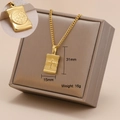 Detail of gold titanium steel cross pendant necklace with Saint Benedict religious symbols - Cross Style (26A06010-5)
