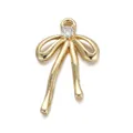 Exquisite 18K gold butterfly pendant featuring a sparkling clear round zircon center - Gold Single Zircon Bow Charm(YSN009-07)