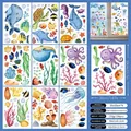 9 sheets of ocean world window clings with 134 pieces of whales and sea turtles - Ocean World (Set of 9 Sheets)