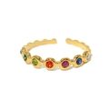Verstellbarer vergoldeter Titanring mit leuchtenden bunten Zirkonia-Steinen - Gold Wellenförmig Bunte Edelsteine (SR23080505)