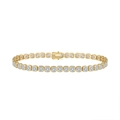 Elegant gold-plated S925 sterling silver bracelet featuring clear square-cut zircon stones - 3mm Square 14k Gold 16.5cm Approx. 9g