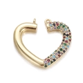 Golden heart charm with colorful rhinestones and dual side rings for DIY jewelry making - DBN155-11 Colorful Zirconia Heart Connector