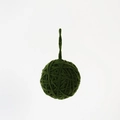 Dark green knitted yarn Christmas ball ornament with hanging loop for tree decor - Dark Green