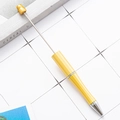DIY creative plastic beaded ballpoint pen in bright yellow finish with silver tip - Yellow