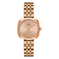 Elegant rose gold square women's watch with five-link metal strap and minimalist dial - Rose Gold