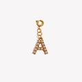 18K gold plated stainless steel letter A pendant with pearls and spring clasp - Letter A