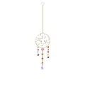 Star and moon suncatcher with gold heart ring and gradient purple moon pendant - Star Heart Geometric Gold Pendant