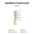 Scalp massage comb with five teeth in yellow marble resin finish measuring 10x5cm - Five-Tooth Handle Comb / Yellow