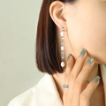 Pendientes geométricos de plata con perlas de agua dulce y anillo texturizado de mujer - Color Acero