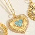 Collana a cuore dorata con perline turchesi e dettagli scintillanti in zirconia - Collana Zircone Blu Turchese-Stile Boho