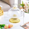 European fruit tray with gold metal base and glass lid measuring 19.5cm x 20.5cm - Transparent Lantern Top (S)