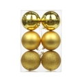 Set di 6 palline di Natale color oro in finiture lucide, opache e glitterate in box - 6cm / Oro