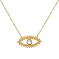 18K gold plated evil eye necklace featuring a central blue stone and white zircons - Evil Eye Necklace
