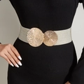 Elastischer goldener Taillengürtel für Damen mit eleganter Metallschnalle mit Sonnenmuster - Gold