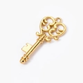 Golden heart-shaped hollow key pendant made of high-quality stainless steel metal - Key / Gold