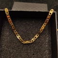Polished 18K gold plated stainless steel rectangular link chain necklace in a black gift box - Necklace 5