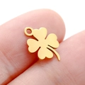Golden clover leaf pendant in polished stainless steel for DIY jewelry making - DY743 Four-Leaf Clover / Gold