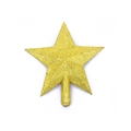 Detailansicht der goldenen Glitzer-Christbaumspitze mit zylindrischer Halterung - 20cm / Gold